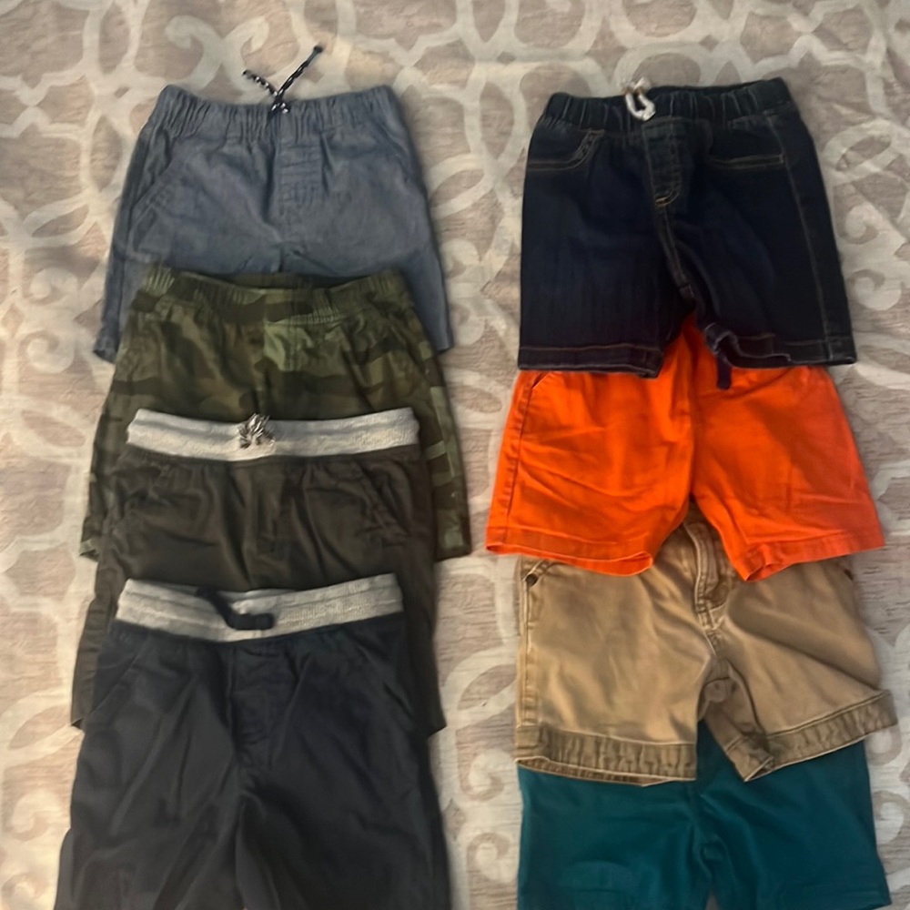 Bundle of 8 pairs of toddler boy shorts size 2T and 24 months